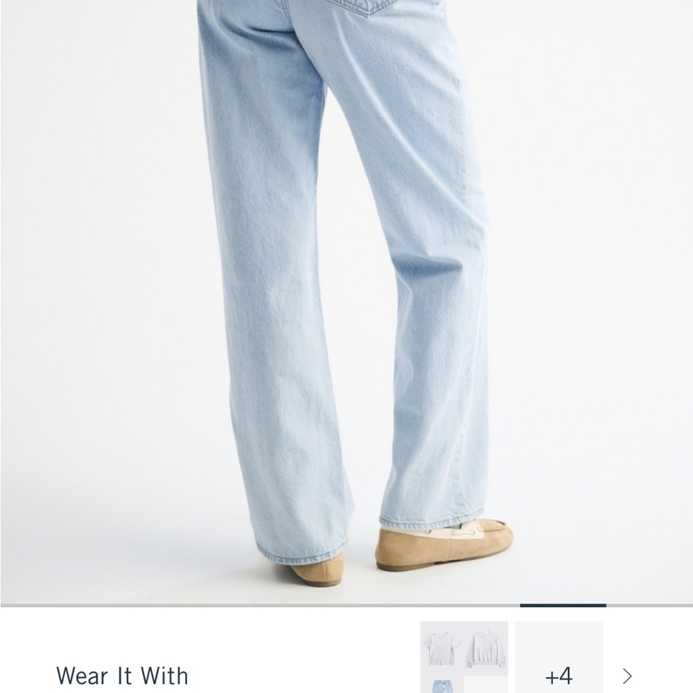 Abercrombie & Fitch Pale Blue Wide-Leg Jeans short inseam